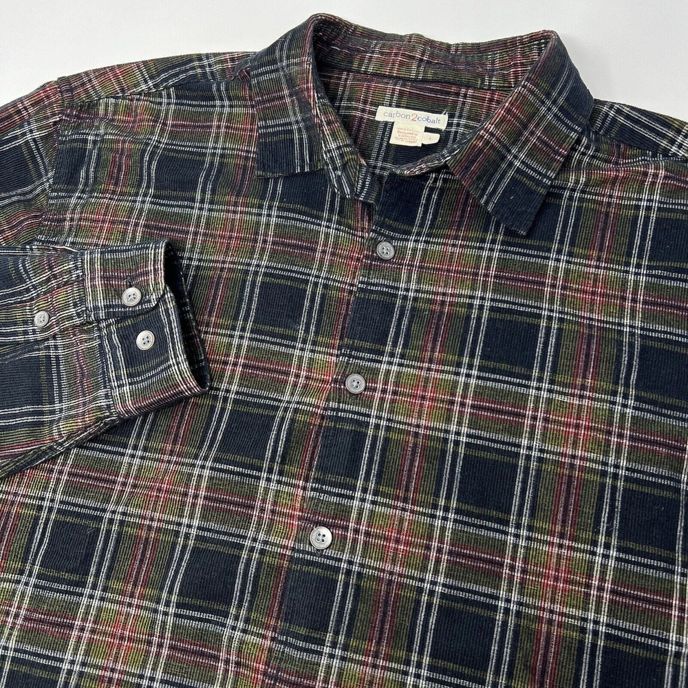 Carbon 2 Cobalt Shirt‎ Men’s Large Black Corduroy Flannel Button Up Cotton
